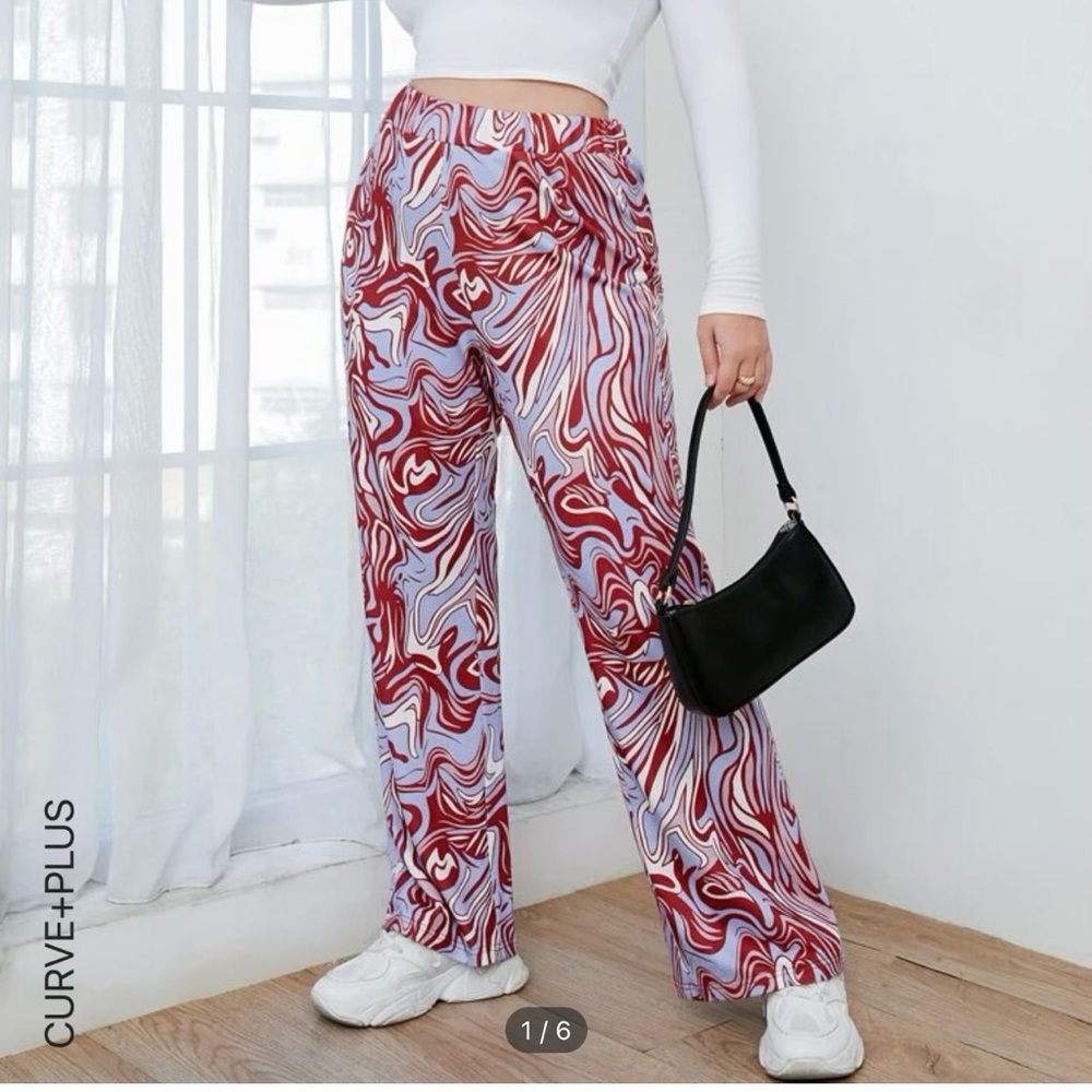 SHEIN Curve All Over Print High Waist Pants